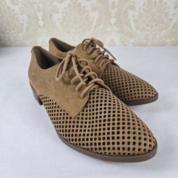 Anne Klein Laden I Flex Size 8.5M Tan Perforated Textile Lace Up Loafers NWOT - Picture 8 of 16